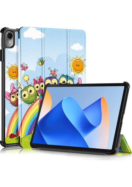 Huawei Matepad 11 (2023) Için Üç Katlı Stand Tablet Kılıfı Desen Baskı Pu Deri Kapak ile Otomatik Uyandırma/uyku Atı (Yurt Dışından)