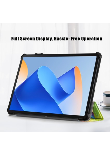 Huawei Matepad 11 (2023) Için Üç Katlı Stand Tablet Kılıfı Desen Baskı Pu Deri Kapak ile Otomatik Uyandırma/uyku Atı (Yurt Dışından)