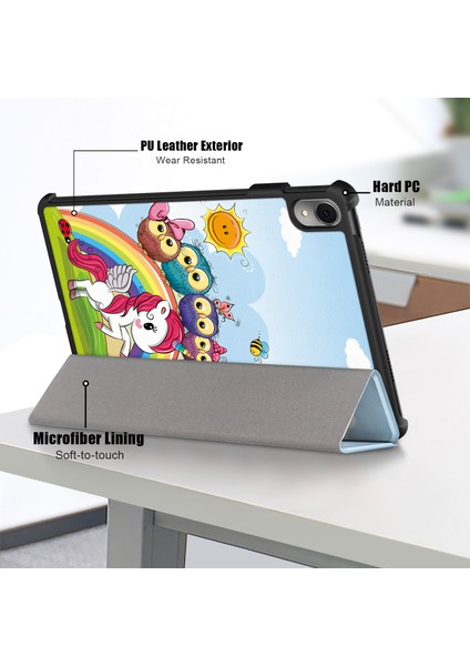 Huawei Matepad 11 (2023) Için Üç Katlı Stand Tablet Kılıfı Desen Baskı Pu Deri Kapak ile Otomatik Uyandırma/uyku Atı (Yurt Dışından)