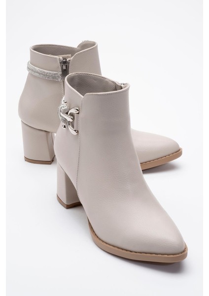 Kadın Taşlı Günlük Topuklu Ayakkabı Ten Cilt