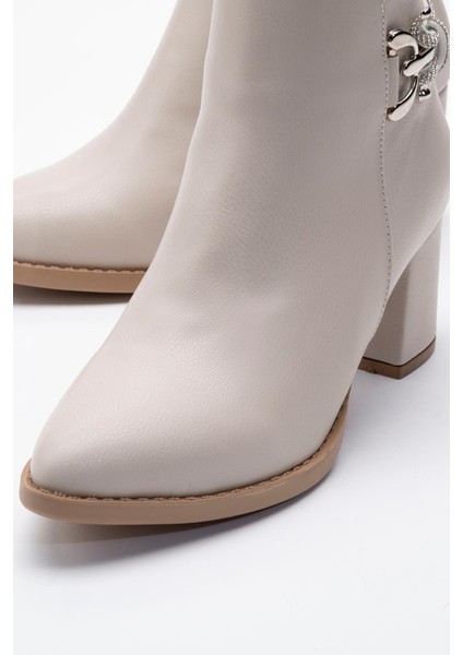 Kadın Taşlı Günlük Topuklu Ayakkabı Ten Cilt modelleri