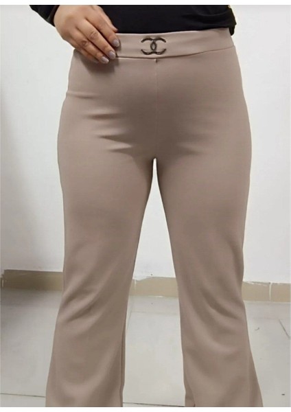 Enine Boyuna Likralı Scuba Krep Kumaş Kadın Ispanyol Paça Pantolon fiyatları