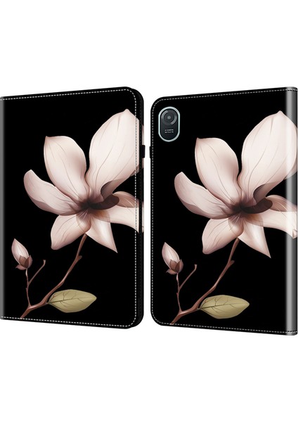 Honor Pad 8 Kılıf Pu Deri Desen Görüntüleme Standı Kart Yuvaları Tablet Kapağı-Pembe Çiçek Için (Yurt Dışından)
