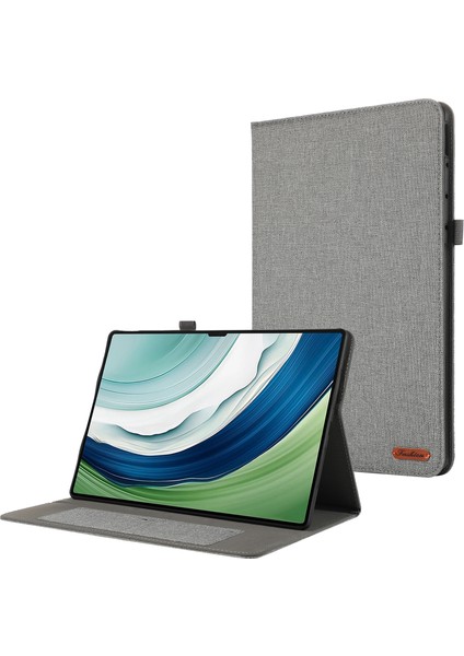 Huawei Matepad Pro 13.2 Kılıf Kumaş Dokulu Tablet Deri Kapak Kart Tutuculu-Gri (Yurt Dışından)