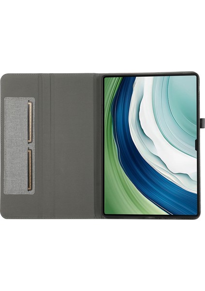 Huawei Matepad Pro 13.2 Kılıf Kumaş Dokulu Tablet Deri Kapak Kart Tutuculu-Gri (Yurt Dışından)