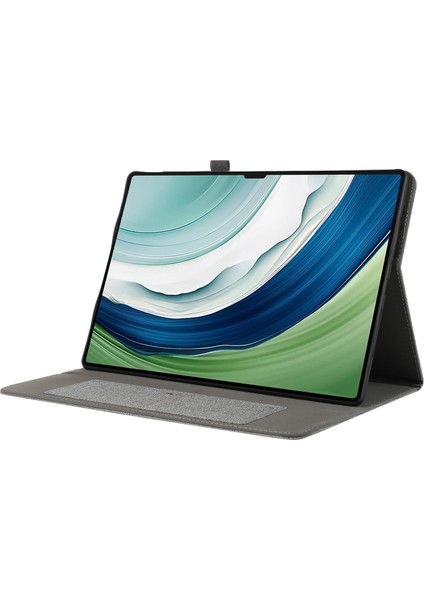 Huawei Matepad Pro 13.2 Kılıf Kumaş Dokulu Tablet Deri Kapak Kart Tutuculu-Gri (Yurt Dışından)