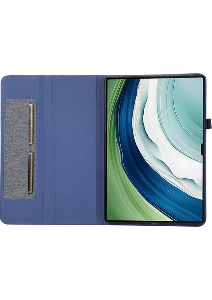 Huawei Matepad Pro 13.2 Kılıf Kumaş Dokulu Tablet Deri Kapak Kart Tutuculu-Mavi (Yurt Dışından)