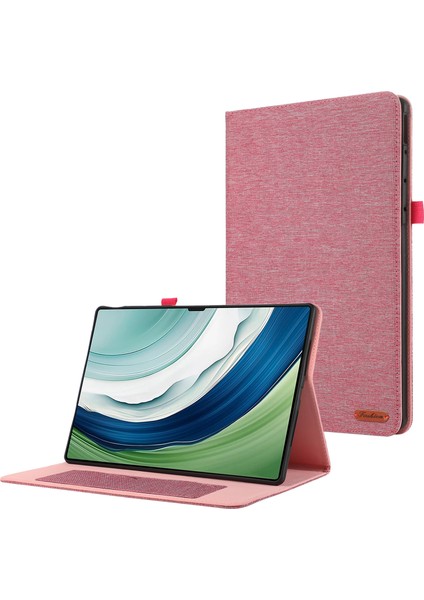 Huawei Matepad Pro 13.2 Kılıf Kumaş Dokulu Tablet Deri Kapak Kart Tutuculu-Pembe (Yurt Dışından)