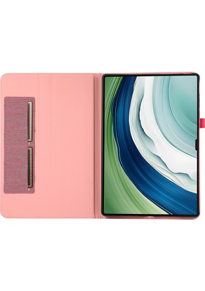 Huawei Matepad Pro 13.2 Kılıf Kumaş Dokulu Tablet Deri Kapak Kart Tutuculu-Pembe (Yurt Dışından)