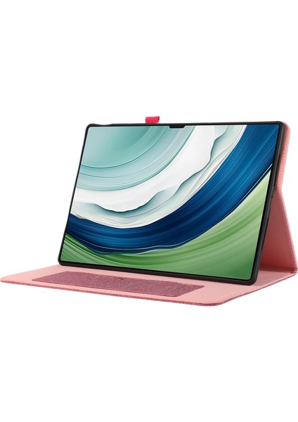 Huawei Matepad Pro 13.2 Kılıf Kumaş Dokulu Tablet Deri Kapak Kart Tutuculu-Pembe (Yurt Dışından)