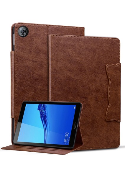 Huawei Mediapad M5 8 (8.4-Inç) Kılıf Pu Deri Folyo Standı Tablet Kapak Sevimli Manyetik Toka-Kahverengi (Yurt Dışından)
