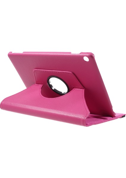 Huawei Mediapad M3 Lite 10(10.1 Inç)Litchi Tahıl 360 Derece Döner Deri Stand Kılıfı-Gül Için (Yurt Dışından)