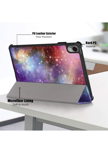 Huawei Matepad 11 (2023) Için Üç Katlı Stand Tablet Kılıfı Desen Baskı Pu Deri Kapak ile Otomatik Uyandırma/uyku-Galaxy (Yurt Dışından)