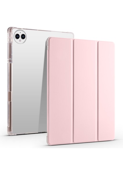 Huawei Matepad Pro 13.2 Tablet Deri Kılıf Üç Katlı Stand Kalem Yuvası Kapak-Pembe (Yurt Dışından)