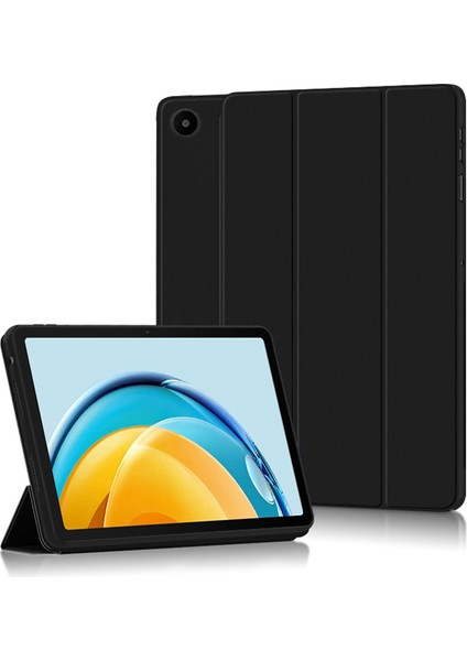 Huawei Matepad Se Için 10.4 Inç Üç Katlı Stand Tablet Kılıfı Pu Deri Koruyucu Tablet Kapağı-Siyah (Yurt Dışından)