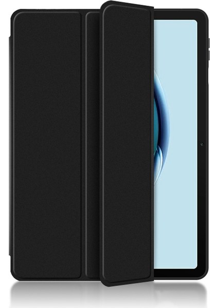 Huawei Matepad Se Için 10.4 Inç Üç Katlı Stand Tablet Kılıfı Pu Deri Koruyucu Tablet Kapağı-Siyah (Yurt Dışından)