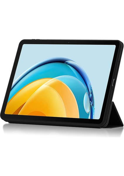 Huawei Matepad Se Için 10.4 Inç Üç Katlı Stand Tablet Kılıfı Pu Deri Koruyucu Tablet Kapağı-Siyah (Yurt Dışından)