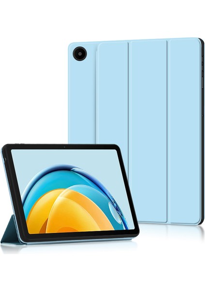 Huawei Matepad Se Için 10.4 Inç Üç Katlı Stand Tablet Kılıfı Pu Deri Koruyucu Tablet Kapağı-Mavi (Yurt Dışından)