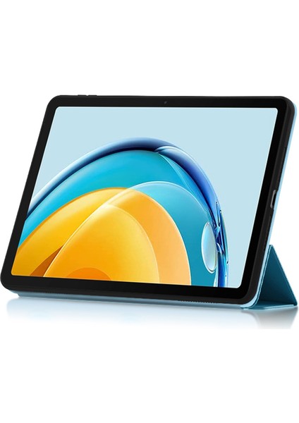 Huawei Matepad Se Için 10.4 Inç Üç Katlı Stand Tablet Kılıfı Pu Deri Koruyucu Tablet Kapağı-Mavi (Yurt Dışından)