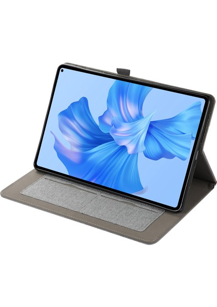 Huawei Matepad Pro 11(2022)KUMAŞ Doku Standı Tablet Kılıfı Pu Deri Kart Tutucu Çizilmez Kapak-Gri (Yurt Dışından)