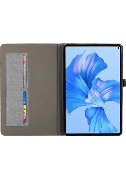 Huawei Matepad Pro 11(2022)KUMAŞ Doku Standı Tablet Kılıfı Pu Deri Kart Tutucu Çizilmez Kapak-Gri (Yurt Dışından)