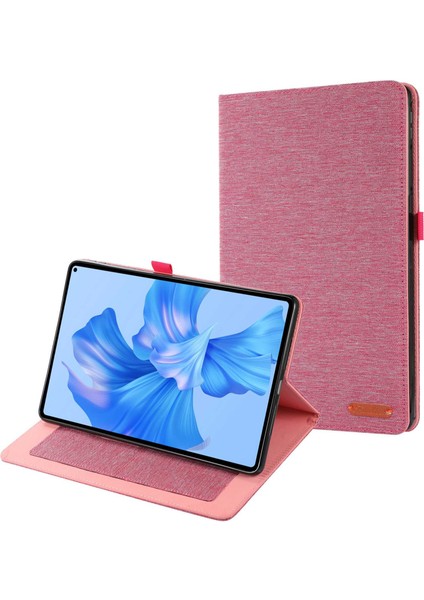 Huawei Matepad Pro 11(2022)KUMAŞ Doku Standı Tablet Kılıfı Pu Deri Kart Tutucu Çizilmez Kapak-Pembe (Yurt Dışından)