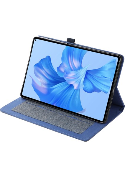 Huawei Matepad Pro 11(2022)KUMAŞ Doku Standı Tablet Kılıfı Pu Deri Kart Tutucu Çizilmez Kapak-Mavi (Yurt Dışından)