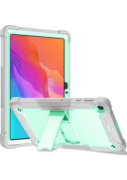 Huawei Matepad T 10S 10.1 Inç/t 10 9.7 Inç Darbeye Dayanıklı Tablet Kabuk Kickstand Silikon + Pc Toz Geçirmez Kapak Kılıf-Gri + Nane Yeşil (Yurt Dışından)