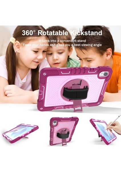 Huawei Matepad 11.5 S Kılıf Için Silikon + Pc Kickstand Tablet Kılıfı, Omuz Askılı-Gül + Pembe (Yurt Dışından)