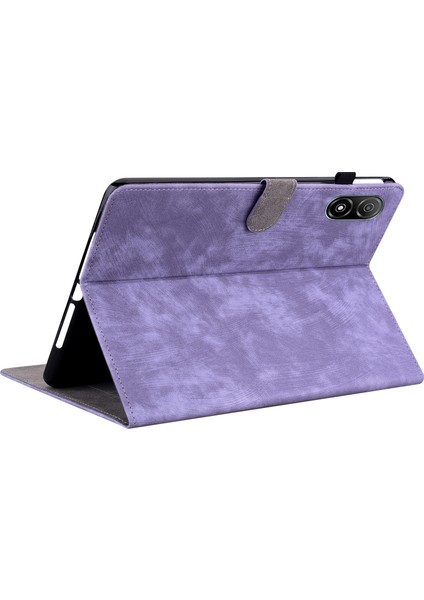 Honor Pad V8 Pro Tablet Kılıfı Için Pu Deri Kaplan Desenli Kart Tutuculu Folyo Koruyucu Kapak-Mor (Yurt Dışından)