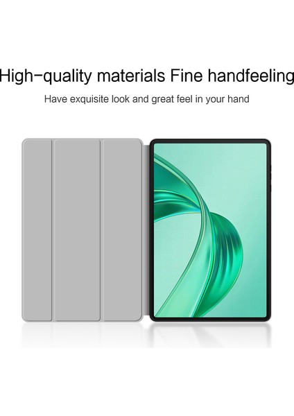 Honor Pad X8A Kılıf Pu Deri Tpu Arka Üç Katlı Stand Tablet Kapak-Gri (Yurt Dışından)
