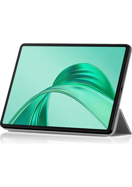 Honor Pad X8A Kılıf Pu Deri Tpu Arka Üç Katlı Stand Tablet Kapak-Gri (Yurt Dışından)