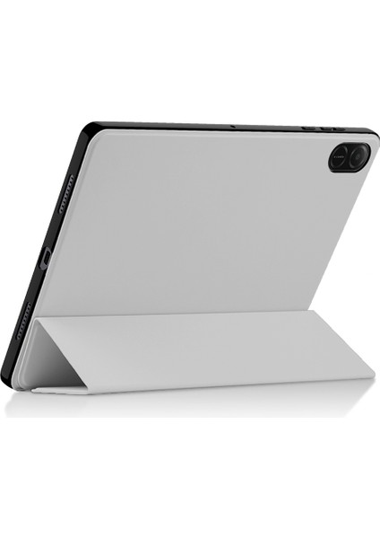 Honor Pad X8A Kılıf Pu Deri Tpu Arka Üç Katlı Stand Tablet Kapak-Gri (Yurt Dışından)