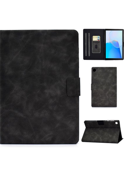 Huawei Matepad Se Için 10.4-Inç A7 Sığır Derisi Doku Tablet Kılıfı Pu Deri Standlı Kart Yuvası Kapak-Gri (Yurt Dışından)