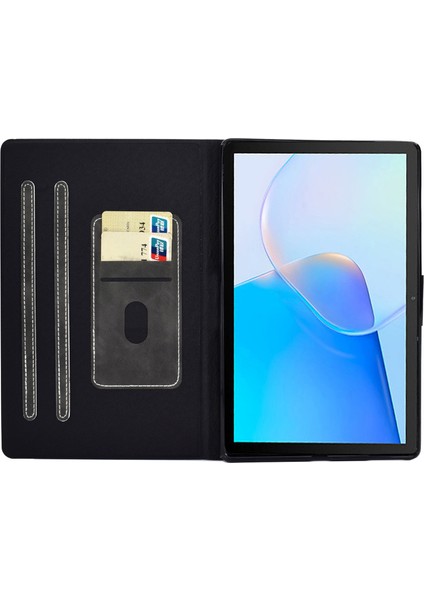 Huawei Matepad Se Için 10.4-Inç A7 Sığır Derisi Doku Tablet Kılıfı Pu Deri Standlı Kart Yuvası Kapak-Gri (Yurt Dışından)
