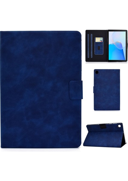 Huawei Matepad Se Için 10.4-Inç A7 Sığır Derisi Doku Tablet Kılıfı Pu Deri Standı Kart Yuvası Kapak-Mavi (Yurt Dışından)