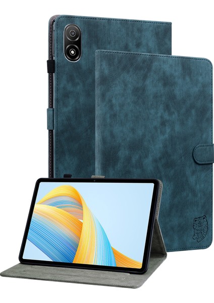 Honor Pad V8 Pro Tablet Kılıf Için Pu Deri Kaplan Desen Standı Folio Koruyucu Kapak ile Kart Sahibinin-Koyu Mavi (Yurt Dışından)