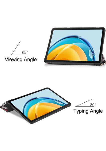 Huawei Matepad Se Için 10,4 Inç Üç Katlı Stand Otomatik Uyku/uyandırma Tablet Kapağı Desen Baskı Pu Deri Folyo Çizilmez Tablet Kılıfı-Grafiti (Yurt Dışından)
