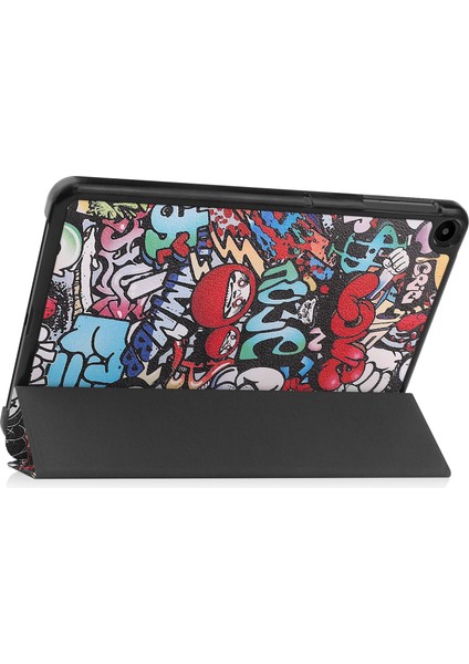 Huawei Matepad Se Için 10,4 Inç Üç Katlı Stand Otomatik Uyku/uyandırma Tablet Kapağı Desen Baskı Pu Deri Folyo Çizilmez Tablet Kılıfı-Grafiti (Yurt Dışından)