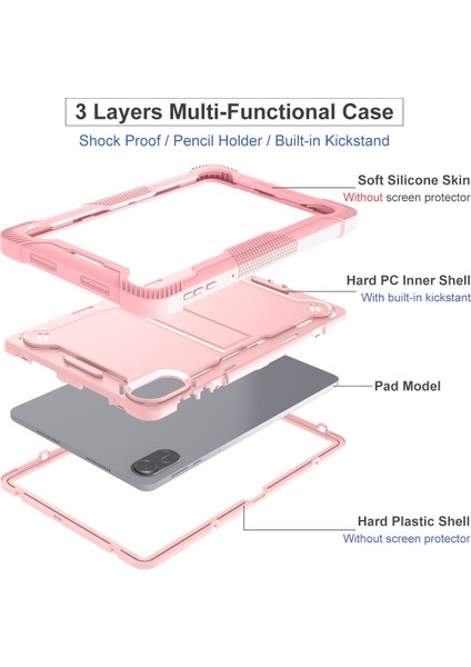 Honor Pad X9 Için Koruyucu Kılıf Kickstand Darbeye Dayanıklı Silikon + Pc Tablet Kapağı-Gül Altın (Yurt Dışından)