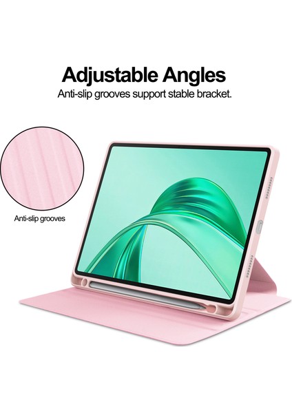 Honor Pad X8A Kılıfı 360&#176; Döner Stand Pu Deri+Akrilik Tablet Kılıfı (Klavyesiz)-Pembe (Yurt Dışından)