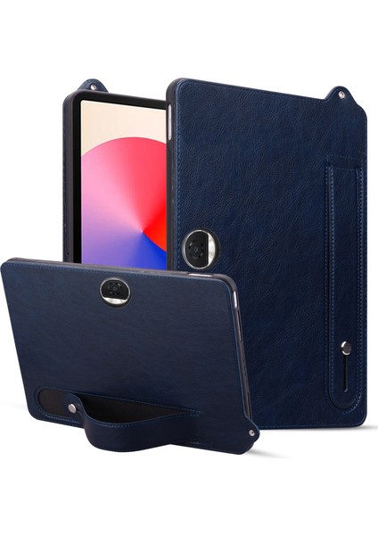 Honor Pad 9 Kılıf El Kayışı Kickstand Deri Tablet Kapağı-Mavi Için (Yurt Dışından)