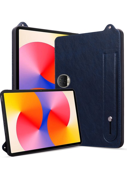 Honor Pad 9 Kılıf El Kayışı Kickstand Deri Tablet Kapağı-Mavi Için (Yurt Dışından)