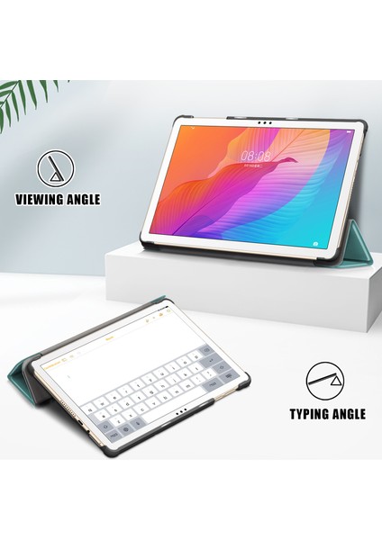 Üç Katlı Esnek Açılı Stand Uyandırma/uyku Deri Akıllı Kılıf Huawei Matepad T 10S/T 10/enjoy Tablet 2-Bebek Mavisi (Yurt Dışından)