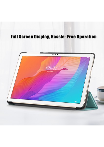Üç Katlı Esnek Açılı Stand Uyandırma/uyku Deri Akıllı Kılıf Huawei Matepad T 10S/T 10/enjoy Tablet 2-Bebek Mavisi (Yurt Dışından)