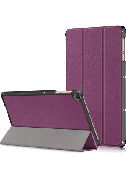 Üç Katlı Esnek Açılı Stand Uyandırma/uyku Deri Akıllı Kılıf Huawei Matepad T 10S/T 10/tadını Çıkarın Tablet 2-Mor (Yurt Dışından)