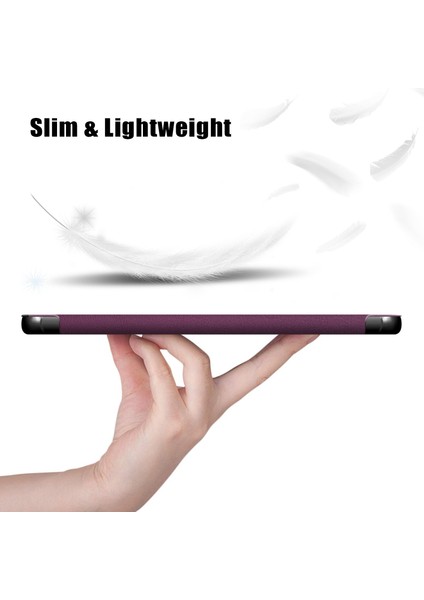 Üç Katlı Esnek Açılı Stand Uyandırma/uyku Deri Akıllı Kılıf Huawei Matepad T 10S/T 10/tadını Çıkarın Tablet 2-Mor (Yurt Dışından)