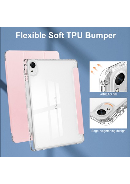 Huawei Matepad 11.5 S Kılıf Şeffaf Akrilik Deri Tablet Kapak Desteği Otomatik Uyku/uyanma-Pembe (Yurt Dışından)