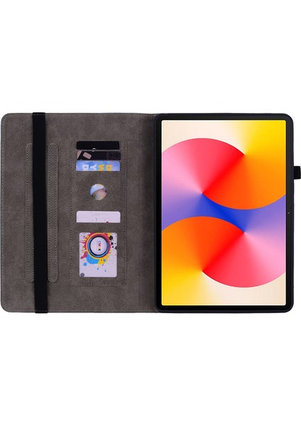 Huawei Matepad Se 11 Kılıf Kart Tutuculu Gül Çiçek Koruyucu Deri Kapak-Mavi (Yurt Dışından)