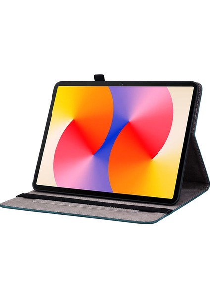 Huawei Matepad Se 11 Kılıf Kart Tutuculu Gül Çiçek Koruyucu Deri Kapak-Mavi (Yurt Dışından)
